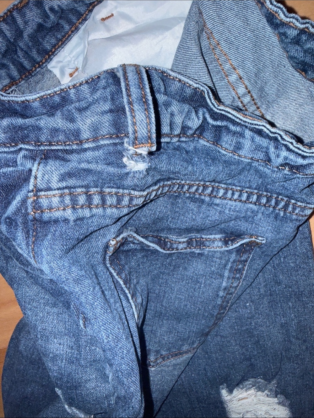High-Rise Distressed Boyfriend Jeans — Dark Blue 4 - Picture 3 of 4